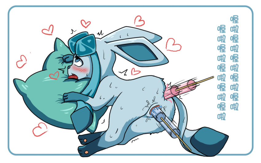 1girls 3_toes ahe_gao ambiguous_gender anal anal_sex anus ass blue_eyes blue_fur blue_nose blue_paws blush canine double_penetration ears_back eeveelution female feral food fur furry glaceon heart mammal nintendo open_mouth pawpads paws penetration pillow pink_pawpads pokémon_(species) pokemon pokemon_dppt popsicle popsicle_in_ass popsicle_in_pussy popsicle_insertion pussy pussy_juice rear_view rolling_eyes sd_(artist) shaking simple_background sweat tail_aside text toes tongue tongue_out trembling unseen_character vaginal_penetration video_games wet white_background wide_eyed