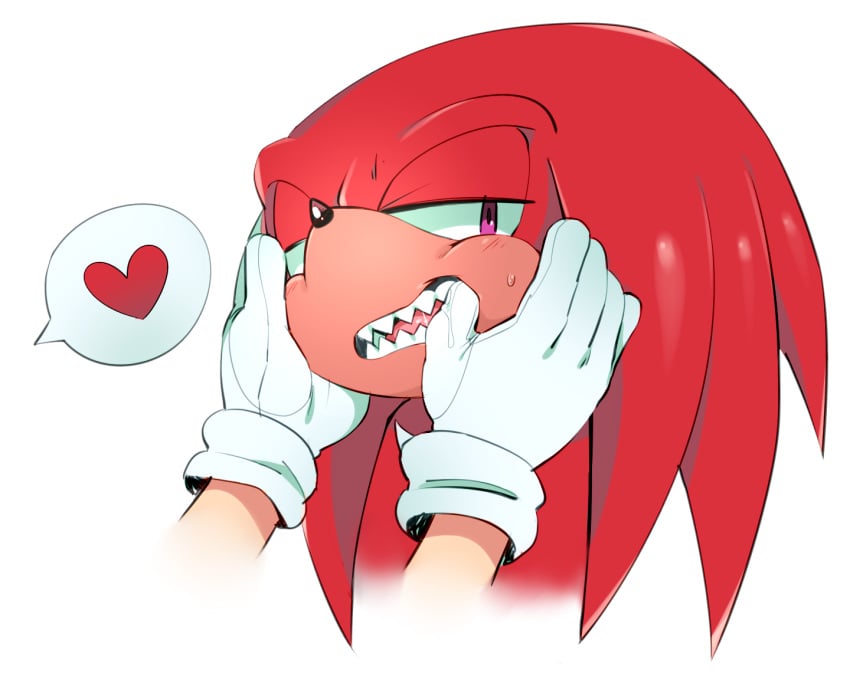 ambiguous_gender anthro blush clothing disembodied_hand echidna gloves heart knuckles_the_echidna looking_at_viewer male male/ambiguous male_only mammal maw monotreme open_mouth purple_eyes r18 saliva sharp_teeth solo_focus sonic_(series) sweat teeth tongue video_games