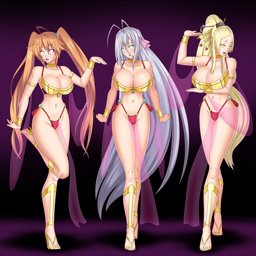 antenna_hair arabian_clothes armbands belly_dancer belly_dancer_outfit blonde_hair bluebullpen bracelets breasts brown_hair choker femsub glowing glowing_eyes gold_heels hair_ornament hair_ribbon happy_trance harem harem_outfit high_heels high_school_dxd high_school_dxd_hero huge_breasts large_breasts long_hair milf multiple_girls open_toe_shoes posing rossweisse see-through shidou_irina smile spiral spiral_eyes symbol-shaped_pupils symbol_in_eye tied_hair very_long_hair white_hair yasaka_(high_school_dxd)