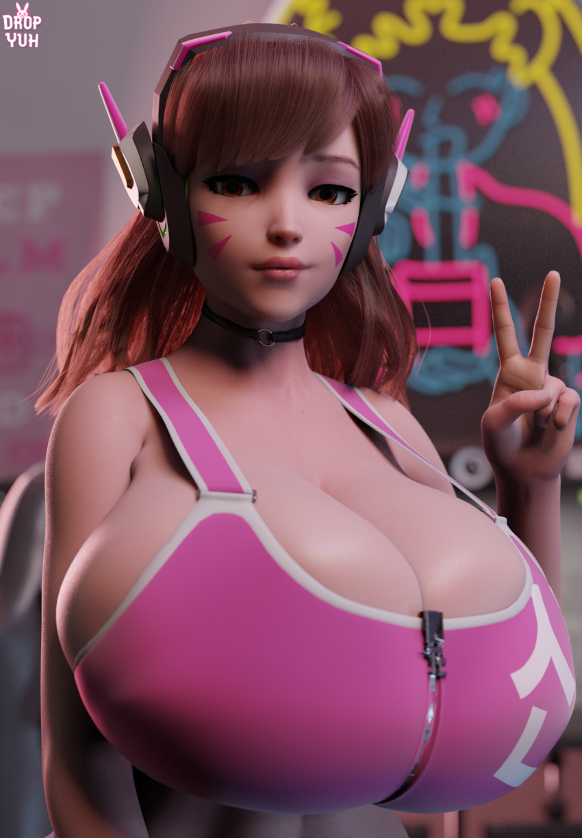 1girls 3d alternate_breast_size big_breasts blizzard_entertainment breasts_bigger_than_head brown_eyes brown_hair bursting_breasts choker cleavage d.va dropyuh_(artist) female female_focus female_only gigantic_breasts hana_song human human_only hyper hyper_breasts korean long_hair massive_breasts nipples overflowing_breasts overwatch overwatch_2 scrag_d.va sports_bra tagme tight_clothing top_heavy upper_body waist wide_hips