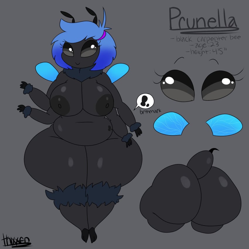 bee big_ass big_breasts breasts bubble_butt carpenter_bee chubby huge_ass huge_breasts nipples prunella_(thixxen) thick_thighs thixxen wide_hips