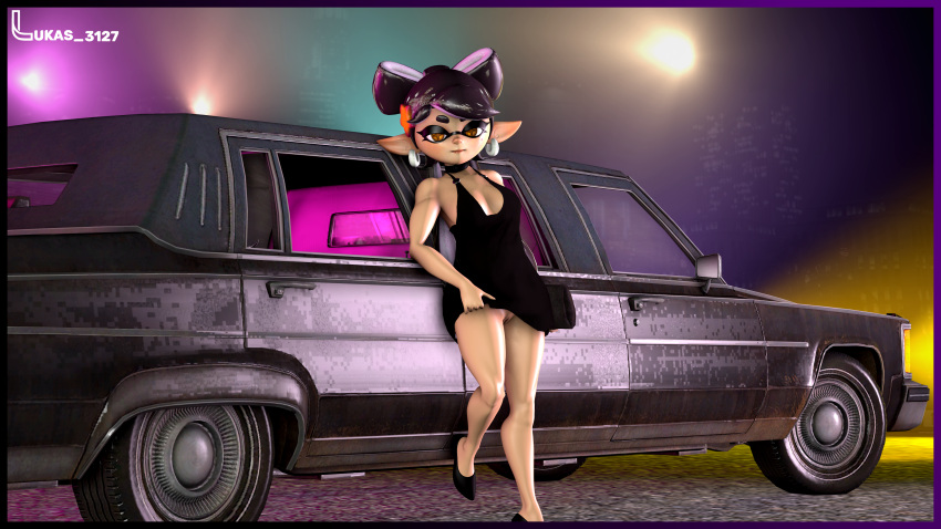 3d 3d_(artwork) callie_(splatoon) dress dress_lift limousine looking_at_viewer lukas_3127 no_panties sfm splatoon