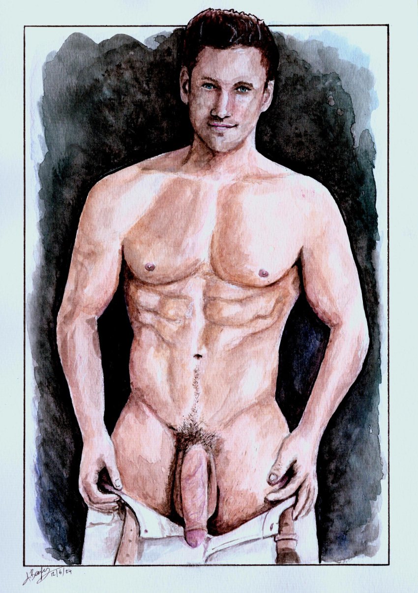 big_penis flaccid gay gay_art gay_male gay_pornstar half-dressed half_naked hand_drawn handdrawn handdrawn_art lukas_ridgeston male male_model male_only muscular_male naked_male penis porn_star pose proud_of_his_cock sketches_by_adab watercolor_(artwork) watercolor_(medium) watercolor_pencil_(medium) watercolour