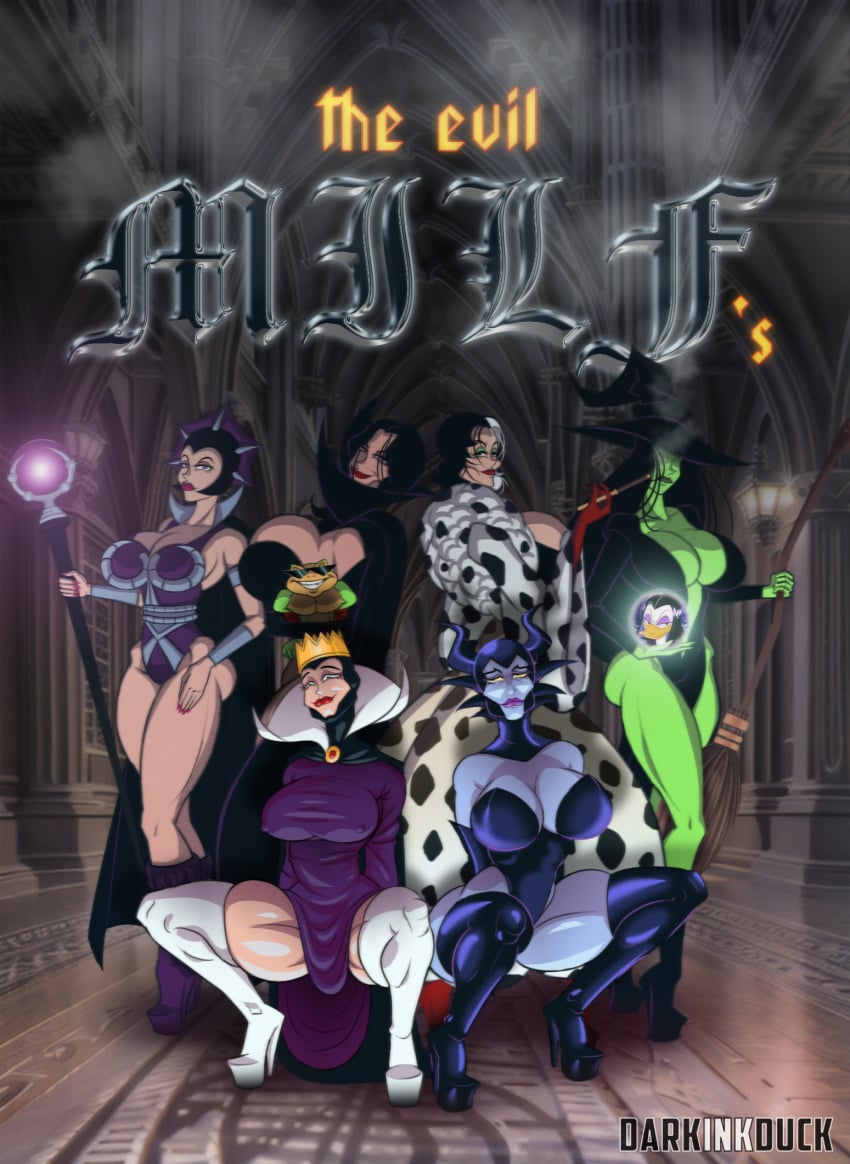 101_dalmatians 1boy 6+girls ai_background battletoads big_breasts bimbo black_hair blue_skinned_female bracelet broom cigarette cloak crown cruella_de_vil dark_queen darkinkduck digital_media_(artwork) disney disney_villains ducktales evil-lyn fit fur_coat gothic_architecture green_skin green_skinned_female hands_behind_back hands_on_hips high_heels horns light-skinned_female logo magica_de_spell maleficent masters_of_the_universe milf posing posing_for_the_viewer rash_(battletoads) red_lipstick sleeping_beauty_(1959_film) slim_waist smile snow_white_and_the_seven_dwarfs squatting staff standing the_evil_queen the_wizard_of_oz tinted_eyewear villainess wicked_witch_of_the_west wide_hips wide_jaw witch witch_hat