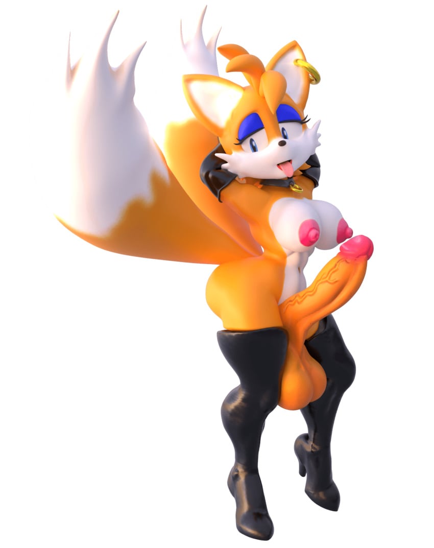 3d ass breasts erection furry futa_focus futa_only futanari high_heel_boots high_heels lipstick makeup nipples rule_63 shocking_(artist) sonic_(series) tails tails_the_fox thigh_boots transparent_background