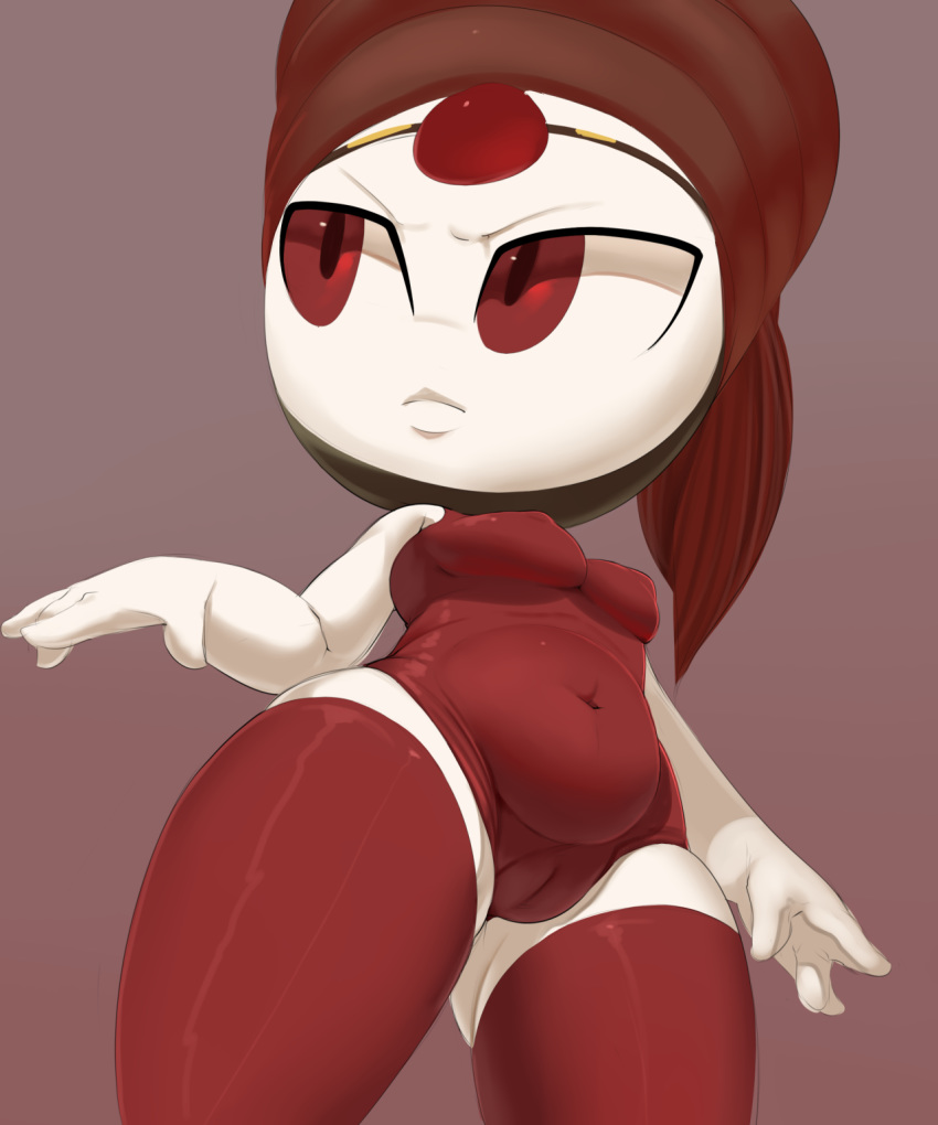 1girls alternate_color belly breasts camel_toe clothing female female_only frown hair humanoid innie_pussy legendary_pokémon legwear looking_away meloetta navel nintendo nipples original_character pirouette_form plump_camel_toe pokémon_(species) pokemon pokemon_bw red_eyes red_hair red_theme rubber short_hair shortstack simple_background slightly_chubby solo stockings suit theboogie tight_clothing video_games