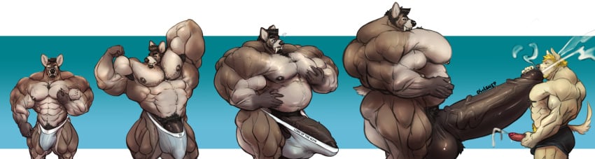 2boys anthro balls barely_contained beard big_balls black_underwear bulge canine cervine clothing cum cum_in_mouth cum_inside cumshot duo ejaculation facial_hair fellatio flexing gay grey_underwear huge_balls hyper hyper_balls hyper_muscles hyper_penis looking_at_viewer male male_only mammal masturbation multiple_images musclegut muscular muscular_male oldshep oral orgasm pecs penis penis_outline precum pubes sex standing underwear vein veiny_muscles veiny_penis yaoi