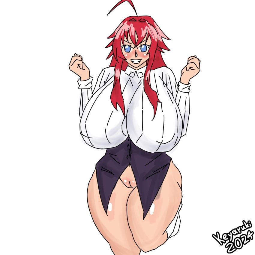 1female 1girls 2d 2d_(artwork) ass big_ass big_breasts big_hips big_thighs boobs_bigger_than_head breasts female female_focus female_only flat_colors gigantic_breasts high_school_dxd high_school_dxd_hero hips keyaruki massive_breasts red_hair rias_gremory shiny_skin signature simple_background simple_coloring solo solo_focus standing strong_woman thick_thighs thighs twitter_link unrealistic_proportions voluptuous voluptuous_female