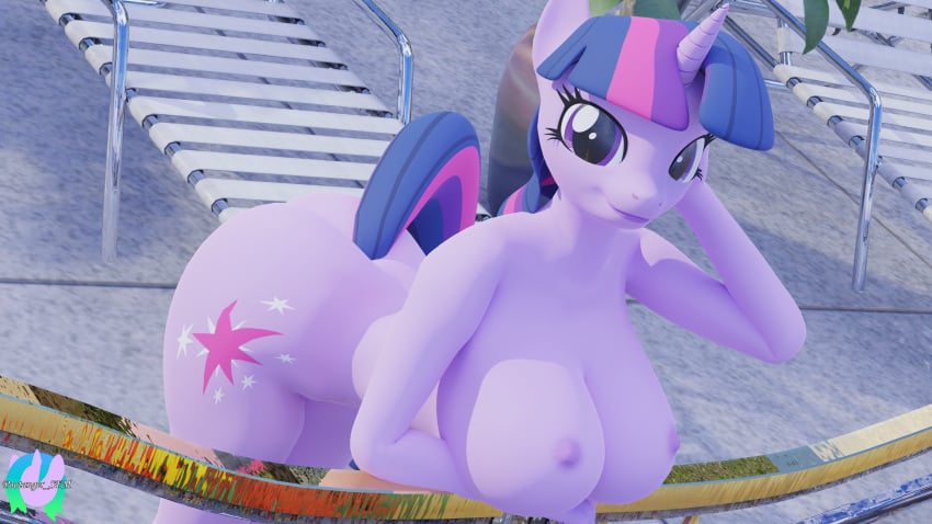 16:9 3d_(artwork) 4k absurd_res anthro anthrofied areola ass big_breasts breasts digital_media_(artwork) equid equine eyelashes female friendship_is_magic hasbro hi_res horn mammal my_little_pony mythological_creature mythological_equine mythology nipples nude pootanger_sfm pupils purple_body purple_eyes solo tail tail_aside twilight_sparkle_(mlp) unicorn widescreen