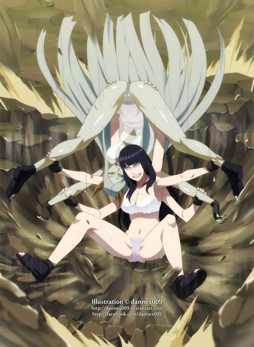 1girls 2girls absurd_res alien ass ass_grab breasts cameltoe catfight dannex009 defeat female female_only gray_hair hi_res holding horns hyuuga_hinata hyuuga_hinata_(naruto:_road_to_ninja) kinniku_buster large_breasts multi_arm multi_limb naruto naruto:_the_last naruto_shippuden open_mouth otsutsuki_kaguya pain pale_skin purple_hair shattered smirk v_spread_legs white_eyes white_underwear