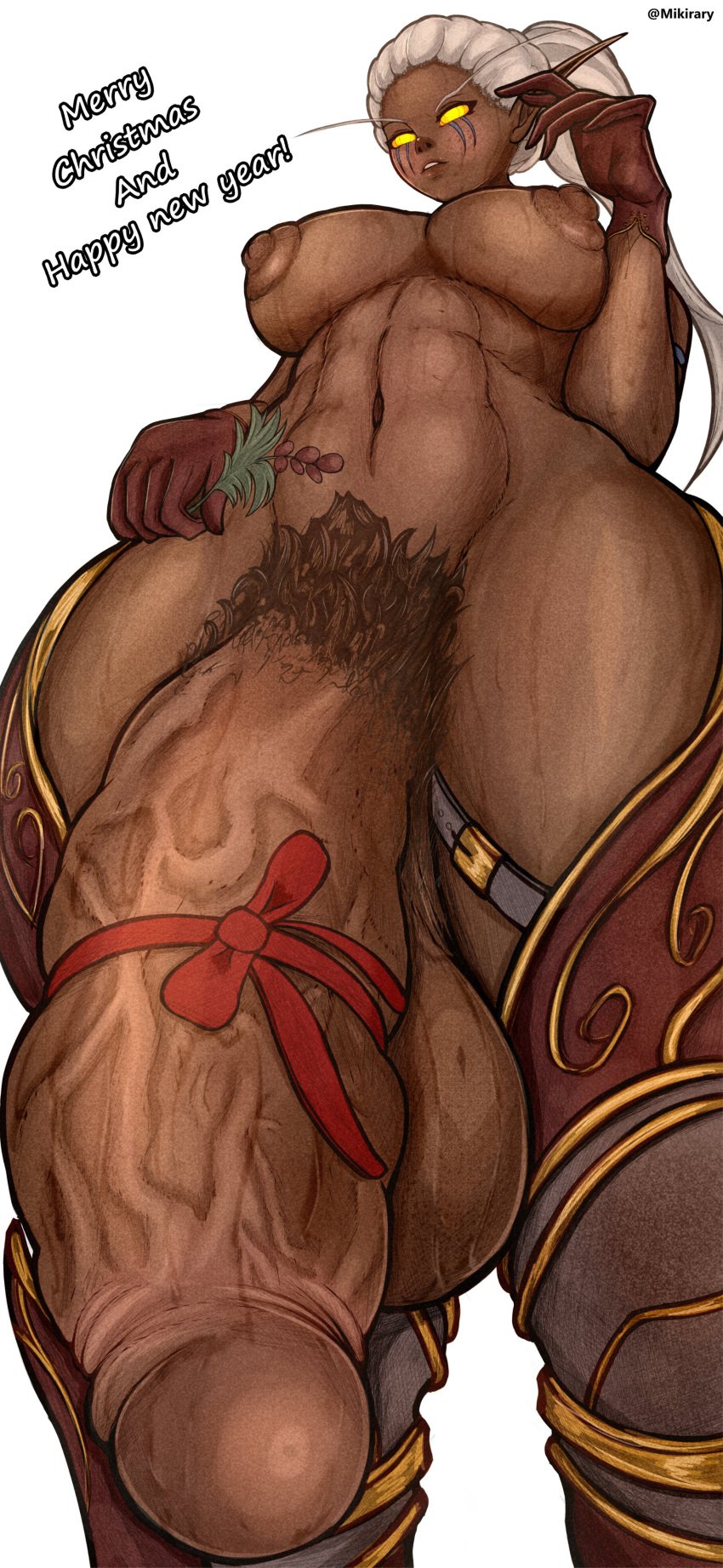 1futa abs alternate_version_available areolae balls big_breasts blood_elf breasts christmas dark_skin dickgirl erection futa_only futanari gigantic_penis hotaru_(tektah) huge_cock human large_breasts low-angle_view mikirary mistletoe muscular muscular_futanari nipples nude penis pov pubic_hair solo solo_futa standing taker_pov world_of_warcraft