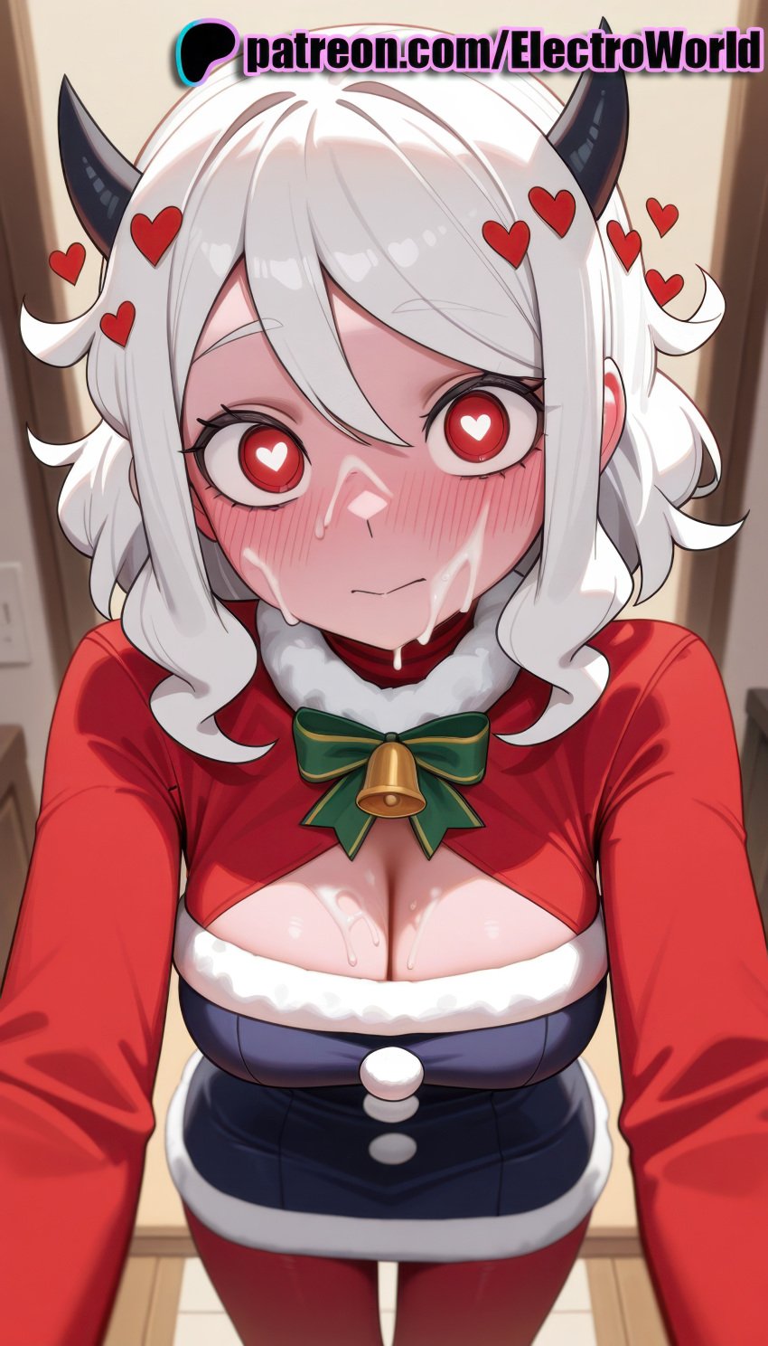 1female 1girls ai_generated blush breasts christmas christmas_clothing christmas_outfit cum cum_drip cum_on_breasts cum_on_face cumshot curvaceous curvaceous_body curvaceous_female curvaceous_figure demon demon_girl demon_horns electroworld female female female_focus happy_new_year helltaker highres horns inviting_to_sex modeus_(helltaker) new_year pleasure_face pleasured_female pov red_eyes santa_costume seductive seductive_female seductive_look seductive_pose semen semen_on_body semen_on_breasts semen_on_face solo solo_female solo_focus tights trembling trembling_for_pleasure uncensored voluptuous voluptuous_female wet wet_body wet_skin white_hair xmas