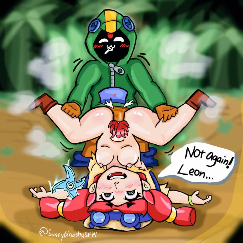 brawl_stars breasts_out edit hairy_pussy jessie_(brawl_stars) leon_(brawl_stars) penis_in_pussy rape