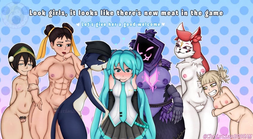 7girls abs avatar_the_last_airbender bear big_breasts boku_no_hero_academia breasts breasts_out capcom catgirl christian2005am chun-li chun-li_(fortnite) flat_chest flat_chested fortnite fox furry hatsune_miku himiko_toga human kimiko_(fortnite) kimiko_five-tails meow_skulls_(fortnite) multiple_girls muscular my_hero_academia nipples pussy_hair raven_team_leader size_difference street_fighter strong_woman thick thick_ass thick_thighs thighs toga_himiko toph_bei_fong vocaloid