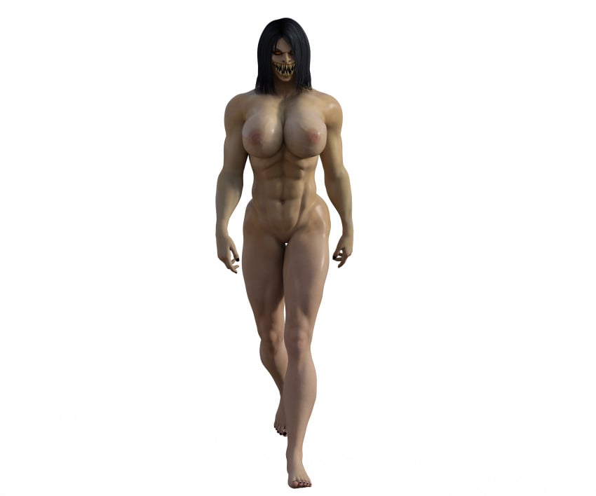 1girls abs black_hair breasts completely_nude daz_studio huge_breasts mileena mileena_(mk9) mortal_kombat mortal_kombat_(2011) muscular muscular_female nightmare_waifu nude sharp_teeth shinteo solo