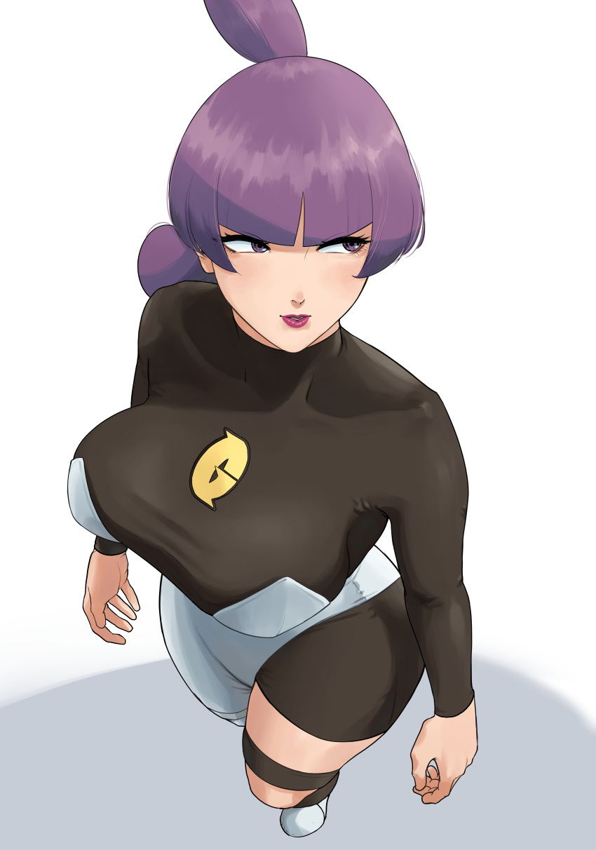1girls ass big_breasts breasts clothed female female_only jupiter_(pokemon) lipstick nintendo pokemon pokemon_bdsp pokemon_dppt purple_hair purple_lipstick team_galactic thick_thighs wasabishouyu
