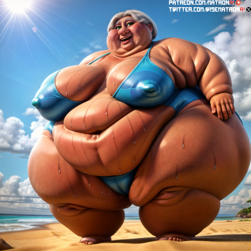 1girls 4k ai_generated ass bbw beach belly belly_button big_breasts breasts breasts cellulite chubby chubby_female donka_pudowski elderly_female fat female female female_only gilf granny hair highres huge_ass huge_belly huge_breasts human massive_breasts massive_thighs matronai_(artist) mature mature_female mature_woman morbidly_obese morbidly_obese_female nipple_bulge nipples old older_female patreon patreon_username pinup plump pose rons_gone_wrong solo solo_female ssbbw stable_diffusion swimsuit thick thick_thighs thighs twitter_username wide_hips wrinkles