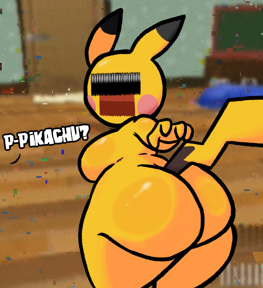 big_ass big_breasts breasts bubble_butt chadtronic corruption female female_focus female_only female_pokemon glitch hey_you_pikachu huge_ass lewdewott n64 nightmare_waifu no_humans offscreen_male pikachu pokemon solo_female thick_thighs why wide_hips