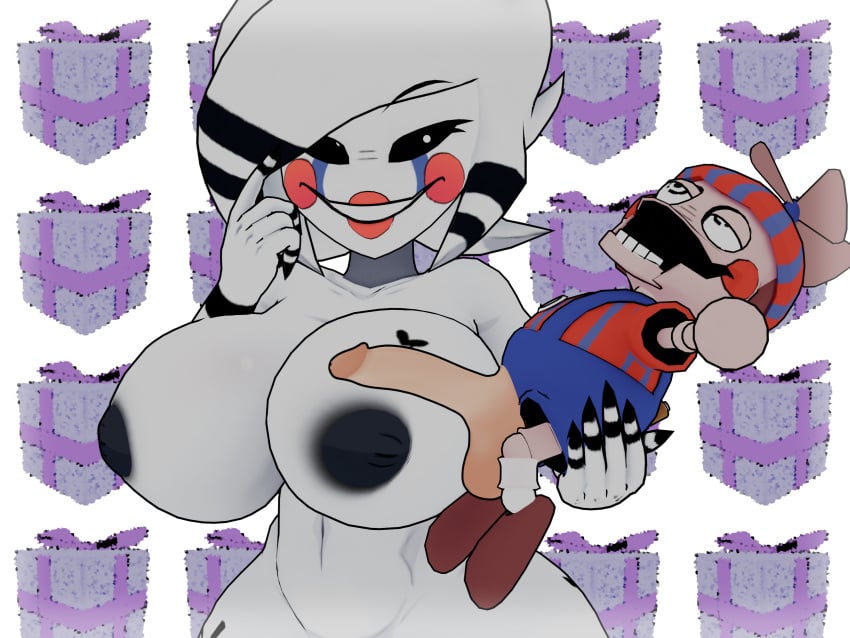 3d animatronic balloon_boy_(fnaf) big_breasts big_nipples big_penis black_eyes blender carrycarrying_partner carrying female five_nights_at_freddy's fredina's_nightclub gift grey_nipples happy happy_female happy_male male marie_(cally3d) marie_(cryptia) marionette_(fnaf) maximation maximestudio nsfw puppet puppet_(cally3d) puppet_(fnaf) red_cheeks scottgames short_hair smile straight tattoo tear white_body white_hair white_pupils white_skin