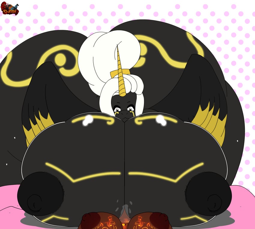 alicorn animated anthro ass bed big_breasts big_butt black_body black_nipples breast_grab breast_play breast_squish breasts duo equid equine feathered_wings feathers furniture hair hand_on_breast herm hi_res horn huge_breasts huge_butt humanoid hyper hyper_breasts hyper_butt intersex intersex/intersex loop mammal markings moving_background mythological_creature mythological_equine mythology nipples olexa_vrane paizuri ponytail sex shaking_butt smile smiling_at_partner squish swasbi titfuck titjob white_hair wings