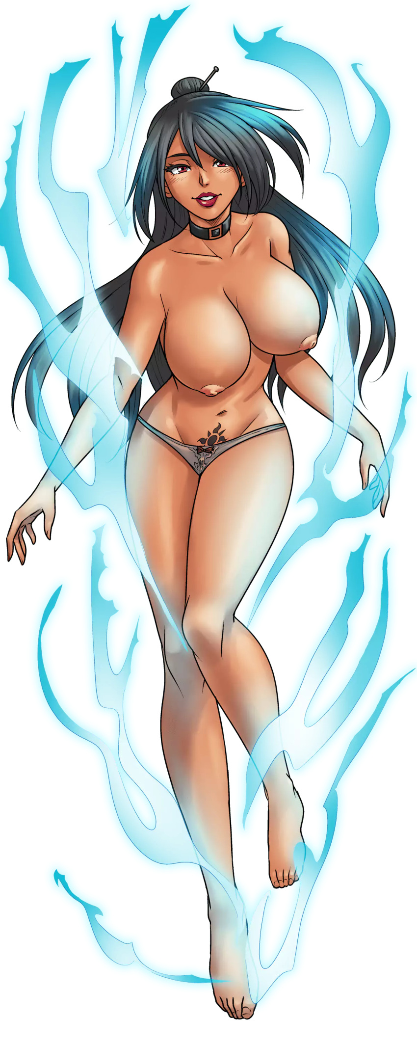 big_breasts female harem_heroes hentai_heroes hentai_heroes_character large_breasts long_hair long_legs looking_at_viewer nipples nutaku panties panties_only png ponytail pubic_tattoo salem_(hentai_heroes) tan_skin thighs topless topless_female transparent_background