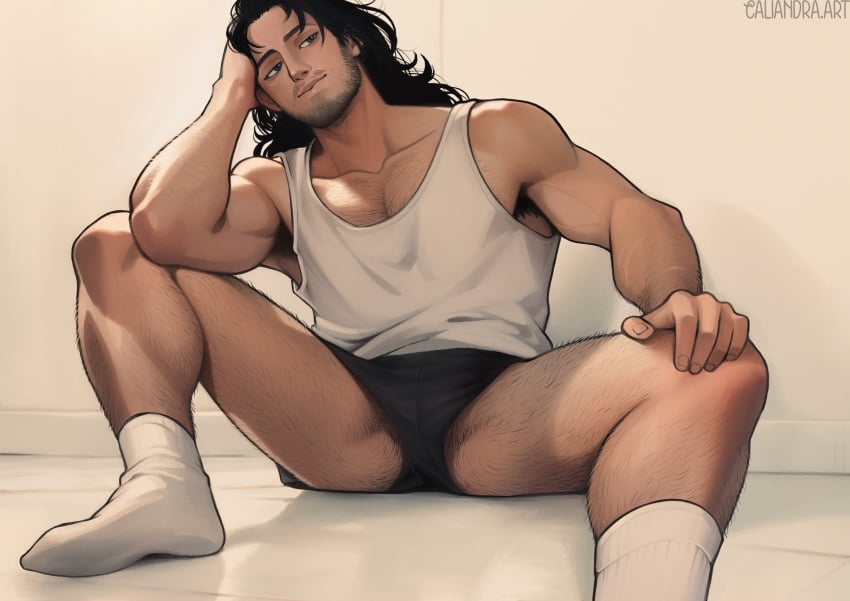 1boy boner itscaliandra long_hair male male_only masculine my_hero_academia no_visible_genitalia shouta_aizawa solo solo_male