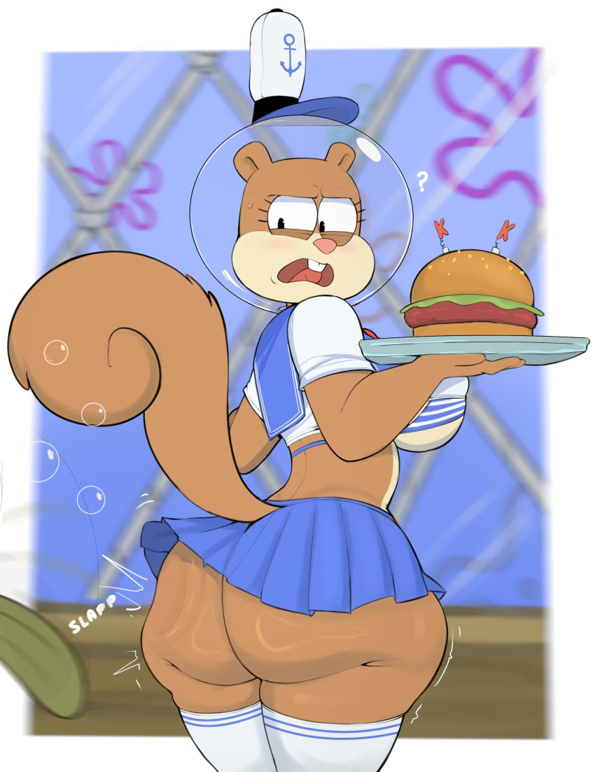 1girls 2024 anthro ass ass_focus ass_slap backboob big_ass big_breasts blush bra breasts buckteeth clothing female female_focus fur furry furry_only hat hi_res huge_ass looking_back nickelodeon offscreen_character open_mouth panties public sailor_uniform sandwich sandwich_(food) sandy_cheeks skimpy skirt smacking_ass smooth_skin spank spanking spanking_ass spanking_butt spongebob_squarepants spongebob_squarepants_(series) tail thick_thighs thigh_high_socks thighhighs thighs underass underboob usnarbit wide_hips