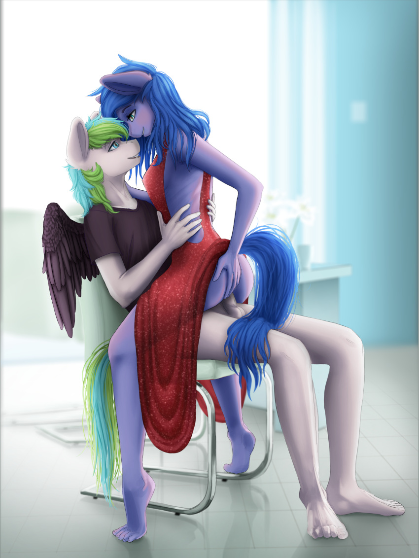 1boy 1girls 2018 anatomically_correct anatomically_correct_pussy anthro ass blue_eyes blue_fur blue_hair blush clothing detailed_background digital_media_(artwork) dress duo earth_pony equine fan_character feathered_wings feathers female fur furry hair hooves horse in_heat krisss_apple looic looking_pleasured male mammal my_little_pony nude one_eye_closed open_mouth orgasm penetration penis pony pussy raised_tail sex shadow_blue_(cloppermania) smile spread_legs spreading straight testicles vaginal_penetration wings