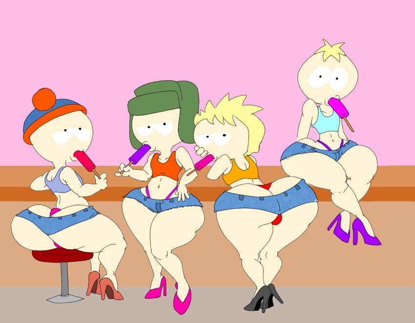 4boys big_ass femboy girly huge_ass jewty kenny_mccormick kyle_broflovski leopold_butters_stotch male maxtlat south_park stan_marsh thick_thighs trap whale_tail what wide_hips