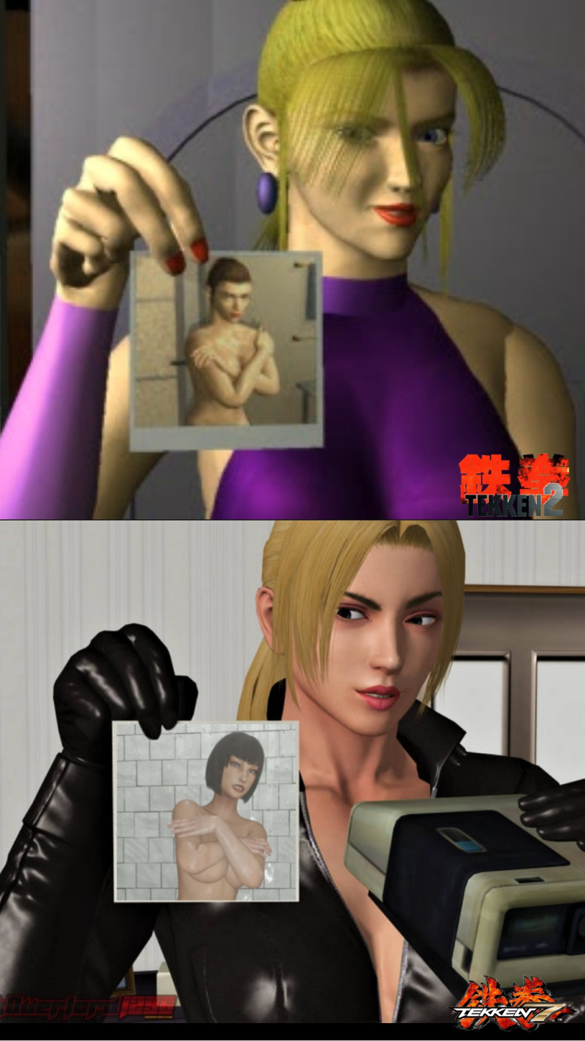 2girls 3d anna_williams before_and_after blonde_hair brown_hair camera caught_naked darkoverlord1296 death_by_degrees difference female female_only holding_camera holding_photo multiple_girls namco nina_williams photo silf tekken tekken_2 tekken_3 tekken_4 tekken_5_dark_resurrection tekken_7 tekken_blood_vengeance tekken_tag_tournament tekken_tag_tournament_2