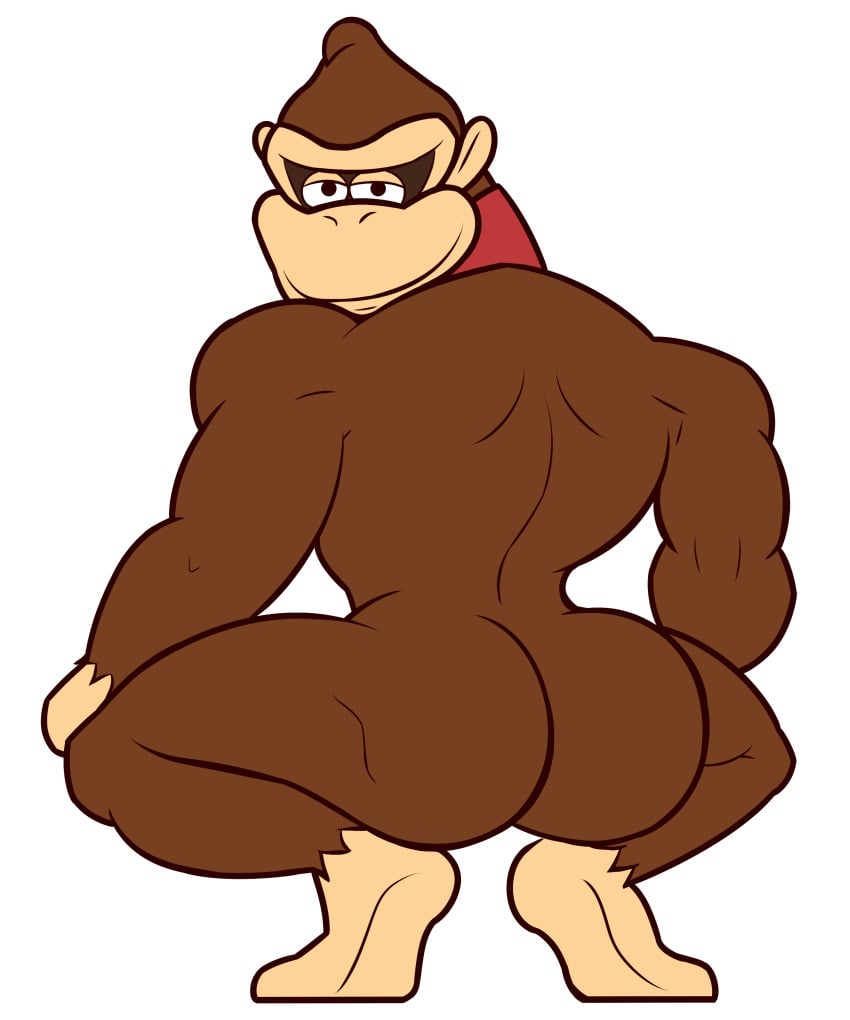 1boy 1male 1man big_ass big_butt broly_culo donkey_kong donkey_kong_(series) gorilla huge_ass huge_butt looking_at_viewer male male_only muscular muscular_male no_visible_genitalia red_tie smile smiling smiling_at_viewer solo solo_male squatting transparent_background