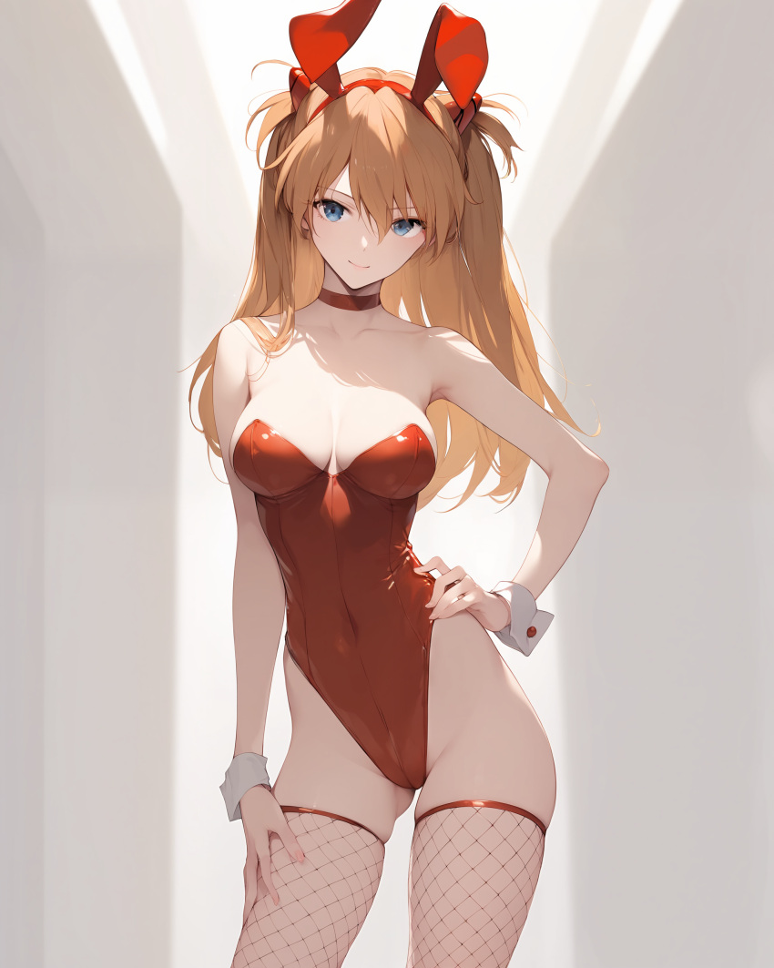 ai_generated asuka_langley_sohryu big_breasts bunny_ears bunny_girl bunnysuit csdraw light-skinned_female neon_genesis_evangelion petite petite_body slender_body solo_female stable_diffusion