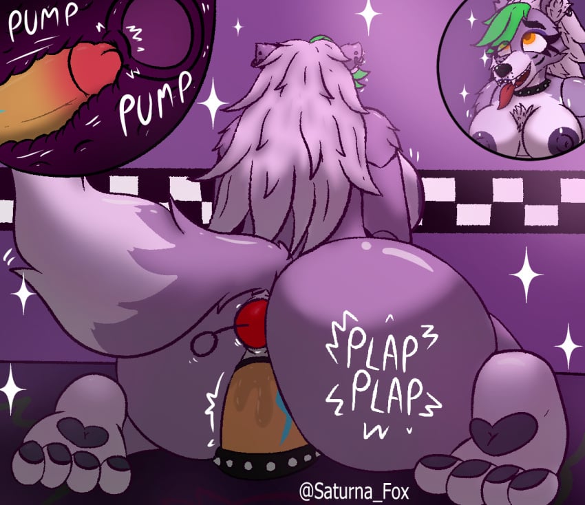 2d 2d_(artwork) 2d_artwork anal anal_sex anthro anus bodily_fluids breasts buttplug canid canine canis clothing digital_media_(artwork) dildo dildo_in_pussy dildo_insertion ear_piercing female five_nights_at_freddy's five_nights_at_freddy's:_security_breach fnaf genital_fluids genitals hair looking_pleasured machine mammal masturbation nipples nude object_in_ass open_mouth penetration piercing plug_(sex_toy) pussy robot roxanne_wolf_(fnaf) saturnafox scottgames sex_toy sex_toy_in_ass sex_toy_in_pussy sex_toy_insertion solo steel_wool_studios thick_thighs tongue vaginal_fluids vaginal_penetration wolf