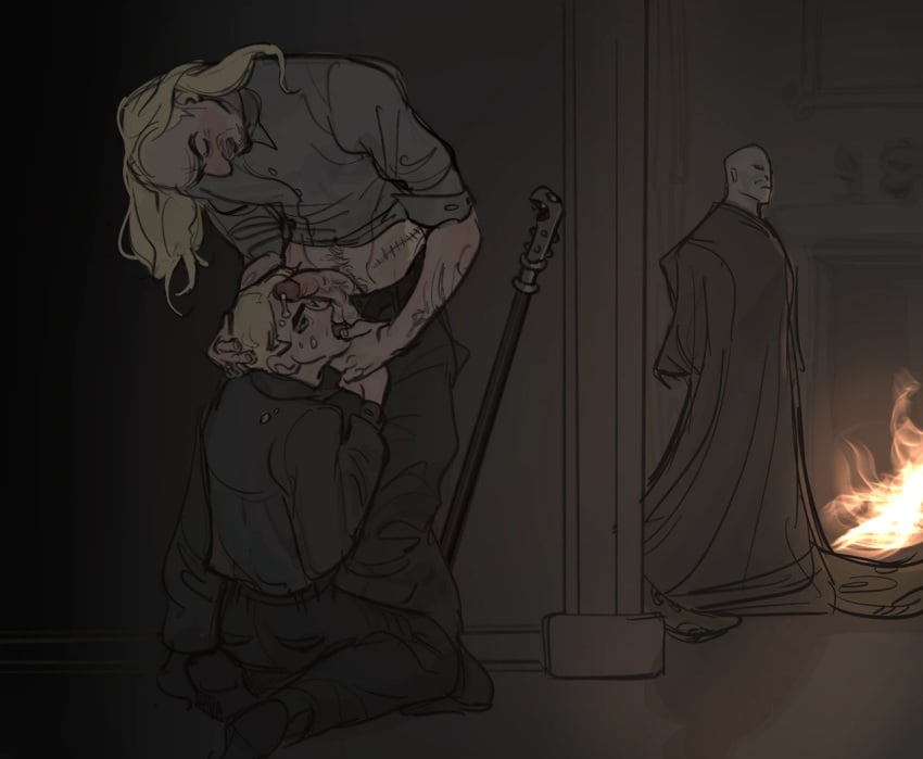 blonde_hair blowjob draco_malfoy father_and_son gay gay_incest harry_potter incest lucius_malfoy male male/male male_only older_man_and_younger_boy oral oral_sex seks sketch sucking_penis