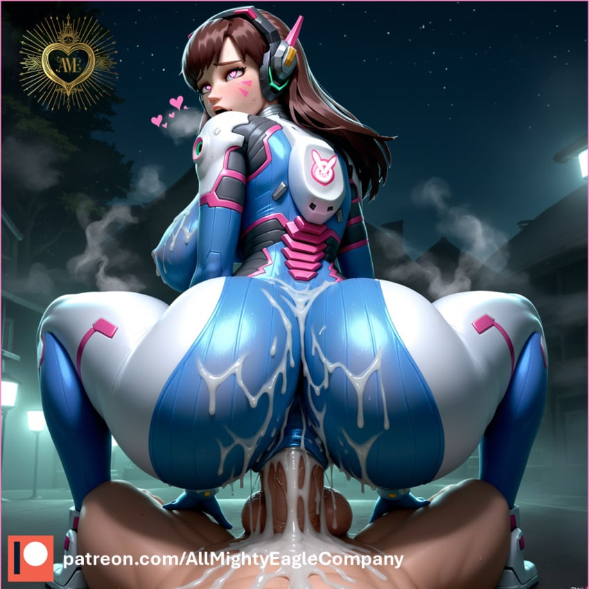 ahe_gao ai_generated allmightyeagle_(ame) bodysuit breath continue_after_cum continue_thrust_after_cum continuous_ejaculation cum_in_pussy cum_on_ass cum_on_body cum_on_breasts cum_on_clothes cum_through_clothes d.va excited fog forced_in_fabric heart heart-shaped_pupils horny horny_female huge_cock light-skinned_female light_skin night overwatch overwatch_2 overweight_female penetration_through_clothes perfect_body reverse_cowgirl_position squatting squatting_cowgirl_position thight through_clothes wide_hips wide_thighs