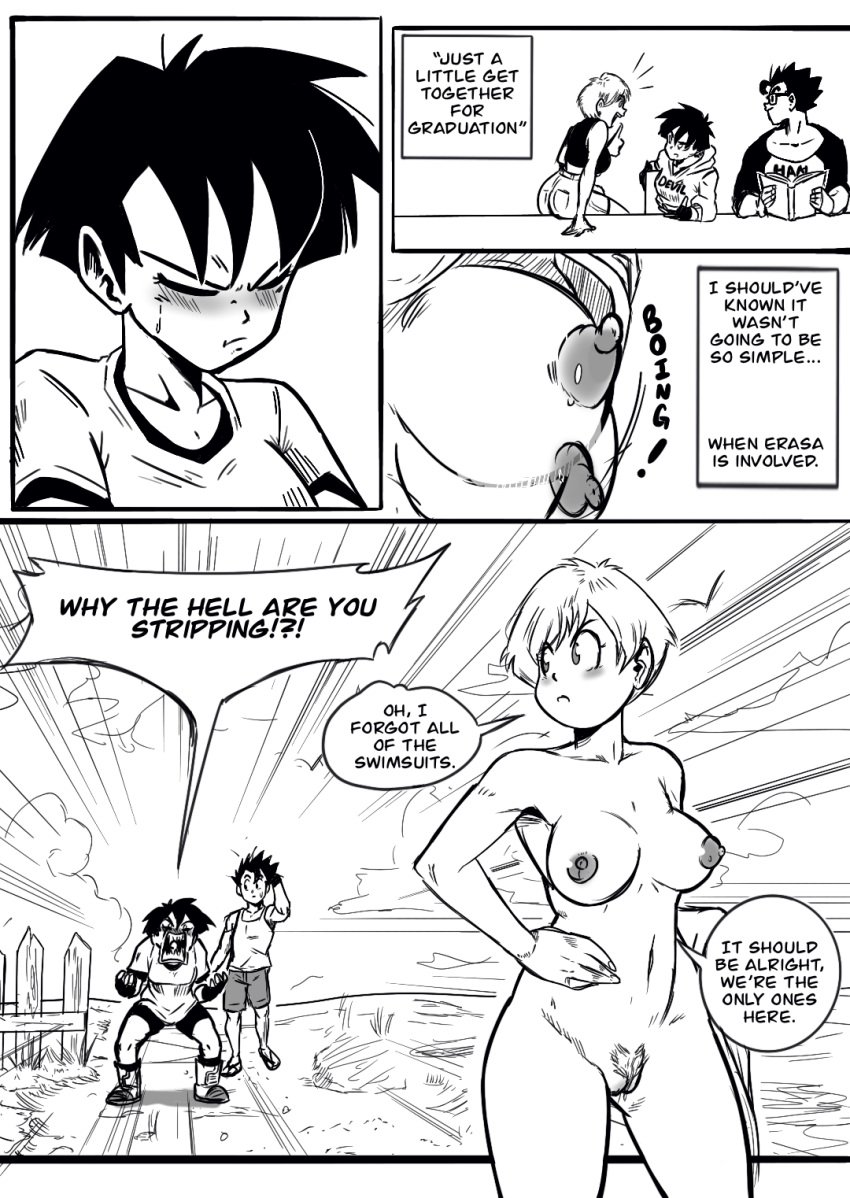 beach dragon_ball dragon_ball_z erasa lemonjoojoo son_gohan videl