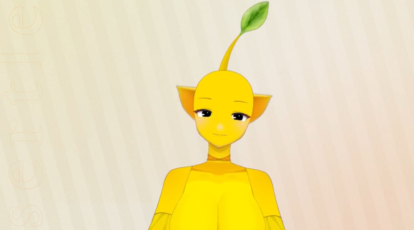 1girls ?sertle breasts completely_nude_female cute pikmin screenshot virtual_youtuber yellow_pikmin