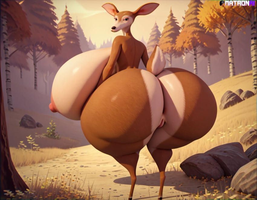 ai_generated anthro breasts_bigger_than_head doe female furry giselle_(open_season) matronai_(artist) open_season