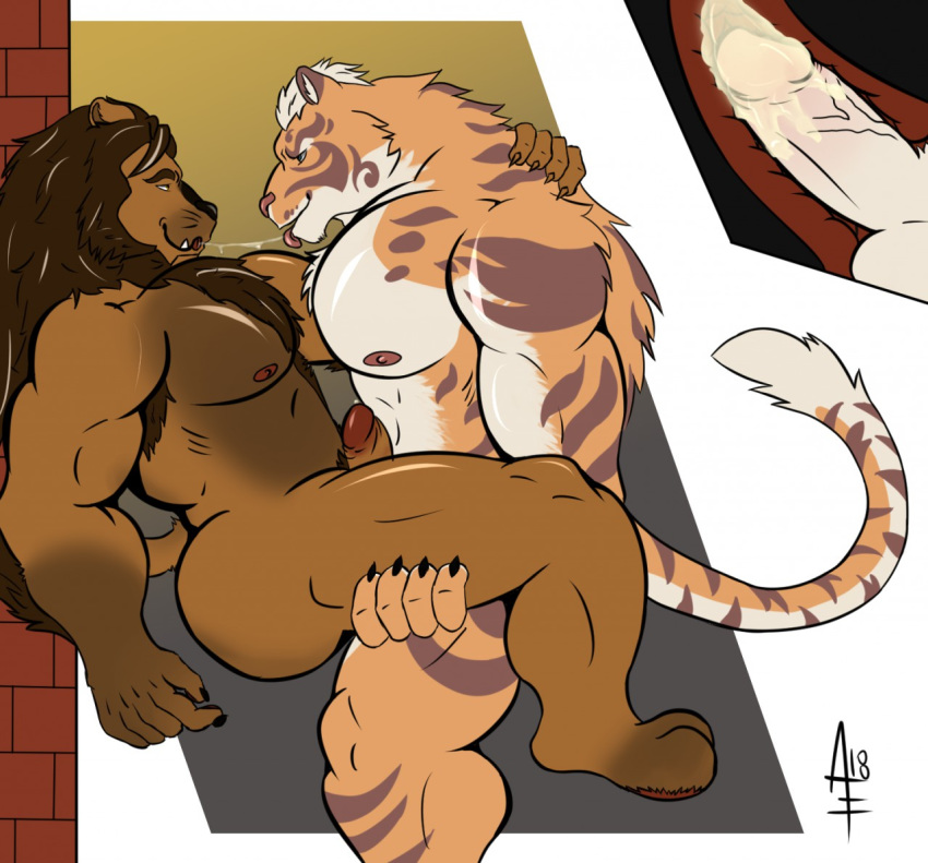 2018 aereous anthro anthro_on_anthro anus ass balls barazoku beard belly biceps big_butt body_hair chest_hair cum duo erection facial_hair feline fur gay hair hi_res humanoid_penis internal lin_hu lion male male_only mammal multicolored_fur muscular muscular_male nekojishi nipples nude open_mouth pecs penetration penis precum pubes saliva sex simple_background smile thick_thighs tiger tongue tongue_out vein veiny_penis x-ray yaoi