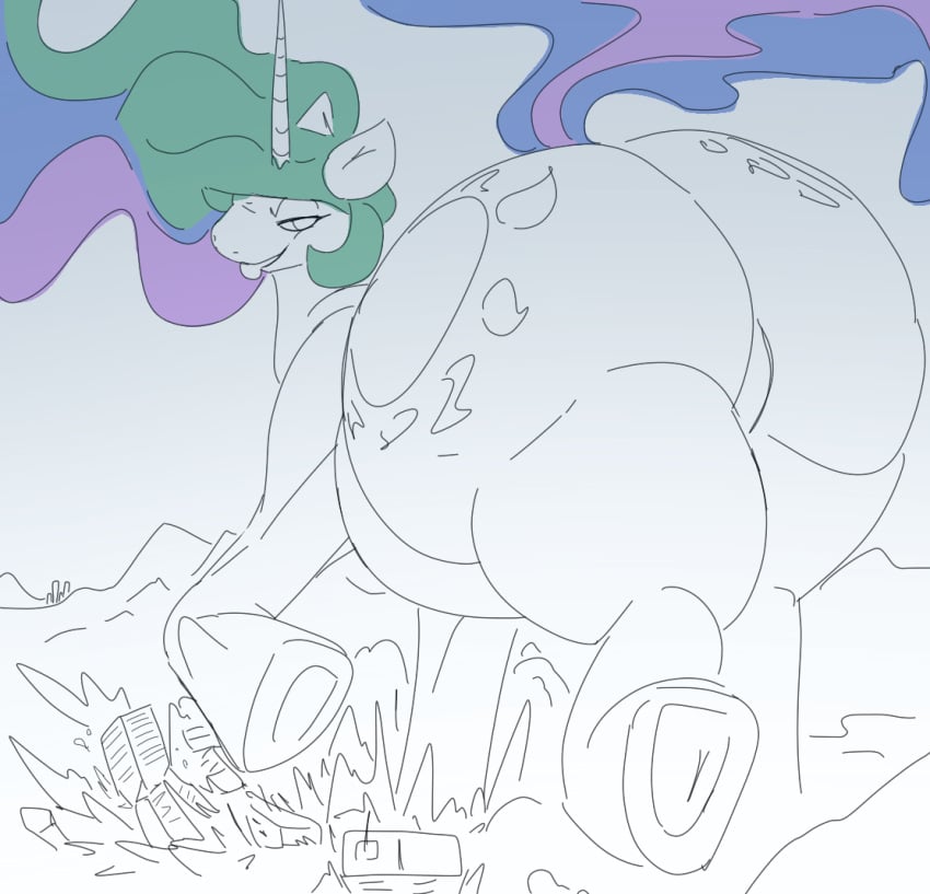 ass big_ass big_butt destruction fanofblimp giantess huge_ass huge_butt macro my_little_pony princess_celestia_(mlp) stomping