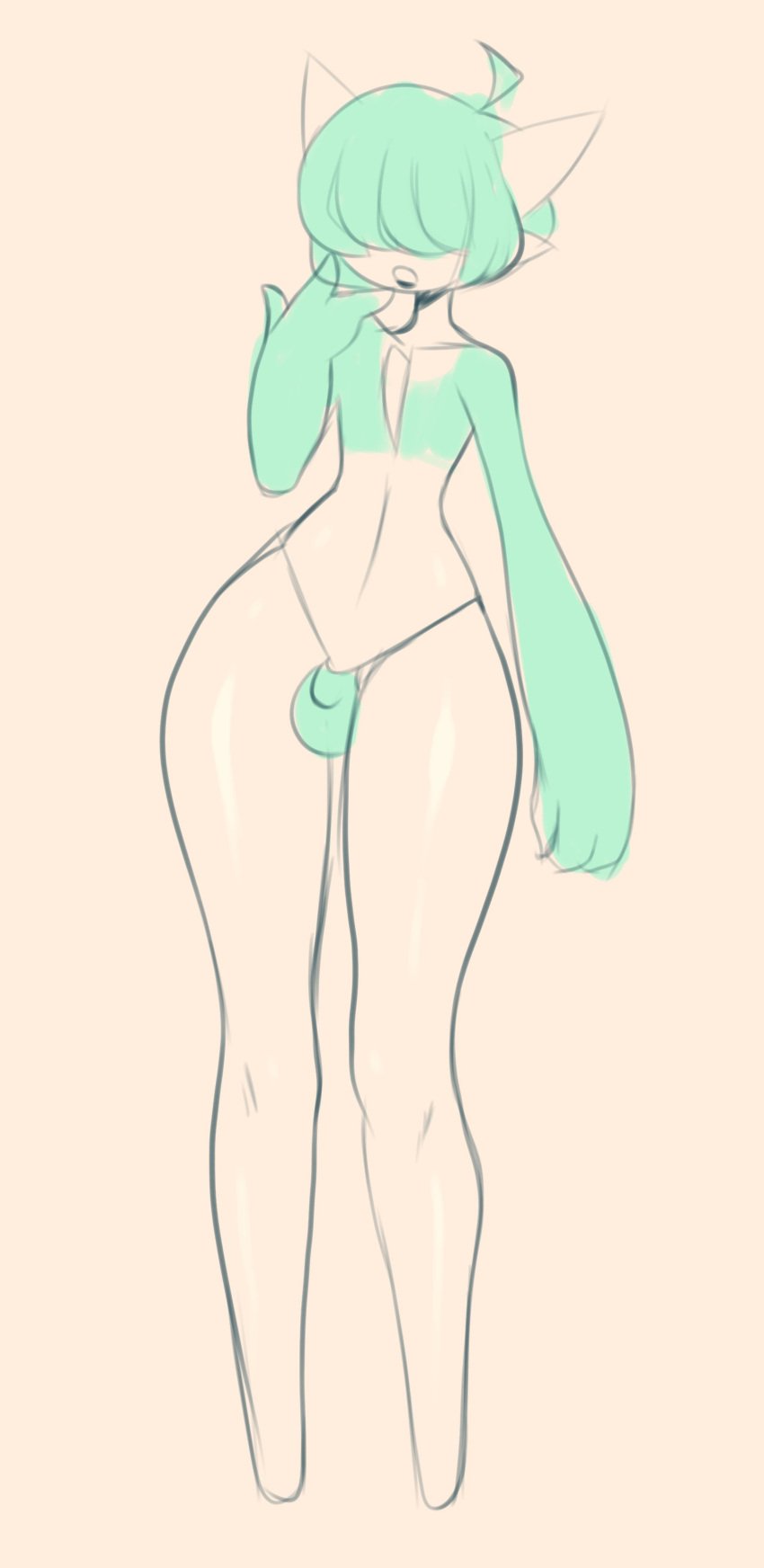 anthro anthro_only bangs bangs_over_eyes femboy frowntown game_freak gardevoir gay girly male male_only nintendo pokemon pokemon_(species) solo thong wide_hips