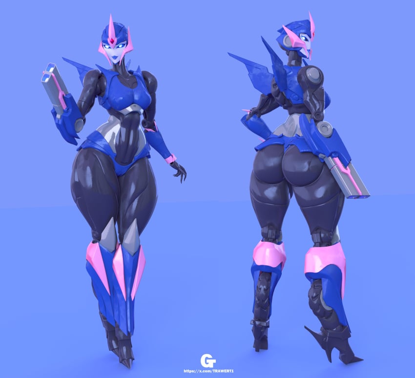 1girls 3d 3d_(artwork) arcee arcee_(prime) arm_cannon ass big_ass big_butt built-in_high_heels clothed facing_away facing_viewer fat_ass female female_only full_body gun heeled_feet high_heels huge_ass large_ass solo thick_thighs transformers transformers_prime trawert weapon wide_hips