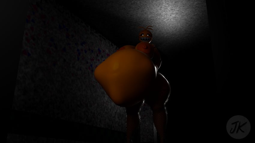 big_areola big_belly big_breasts big_butt big_nipples fishnet_stockings fishnets five_nights_at_freddy&#039;s_2 glowing_eyes high_heels huge_nipples jackiller open open_mouth smile smiling_at_viewer struggling_prey struggling_to_get_out teeth_visible thick thick_ass thick_thighs toy_chica_(cyanu) toy_chica_(fnaf) toy_chica_(love_taste) vore vore_belly yellow_body yellow_breasts