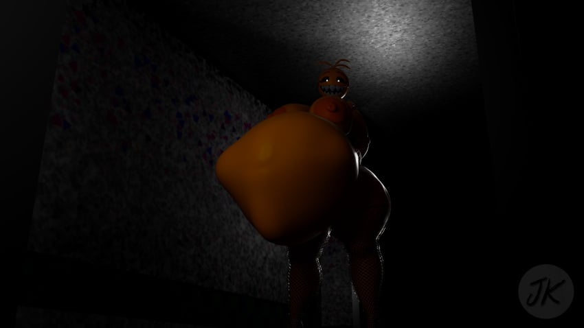 big_areola big_belly big_breasts big_butt big_nipples fishnet_stockings fishnets five_nights_at_freddy's_2 glowing_eyes high_heels huge_nipples jackiller open open_mouth smile smiling_at_viewer struggling_prey struggling_to_get_out teeth_visible thick thick_ass thick_thighs toy_chica_(cyanu) toy_chica_(fnaf) toy_chica_(love_taste) vore vore_belly yellow_body yellow_breasts