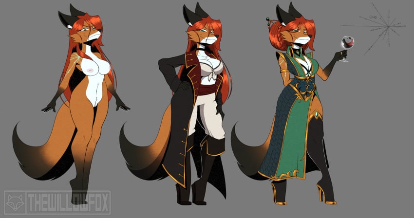 1girls anthro character_reference commission female female_only fox_girl fully_clothed nude_female thewillowfox12