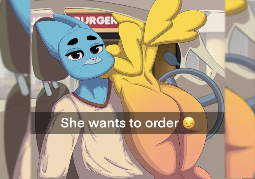 ass gumball_watterson looking_at_viewer male_and_female_subs penny_fitzgerald she_wants_to_order the_amazing_world_of_gumball