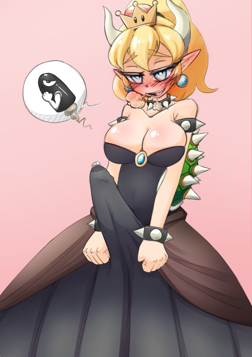 1futa blush bowsette breasts bulge bullet_bill clothing dress earrings erection erection_under_clothes futa_only futanari futanarization genderswap huge_breasts humanoid intersex large_breasts male_to_futa mario_(series) new_super_mario_bros._u_deluxe nintendo nook-lom penis_outline precum precum_through_clothing rule_63 scalie solo super_crown super_mario_bros. tenting