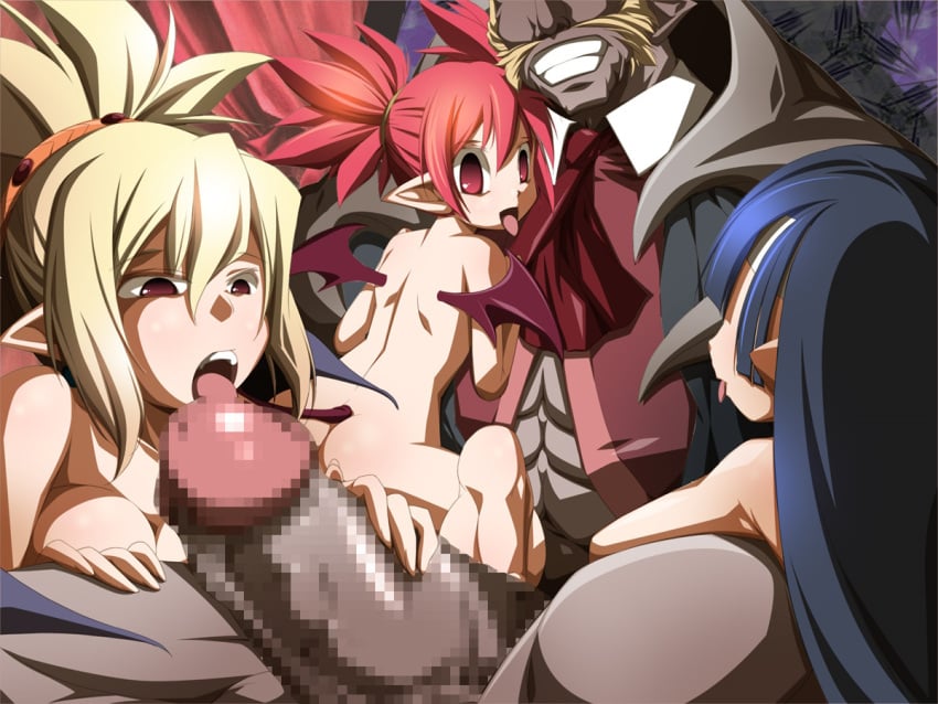 ass completely_nude completely_nude_female disgaea disgaea_2 etna large_penis licking_penis mosaic_censoring multiple_girls nippon_ichi_software overlord_zenon penis rozalin yukimaru