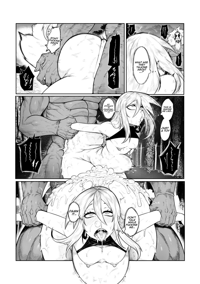 after_sex black_and_white comic comic_page cum cum_in_ass cum_inside cumflated_belly cumflation femboy green_(artist) green_(original) sex size_difference small_breasts snot_bubble stomach_bulge