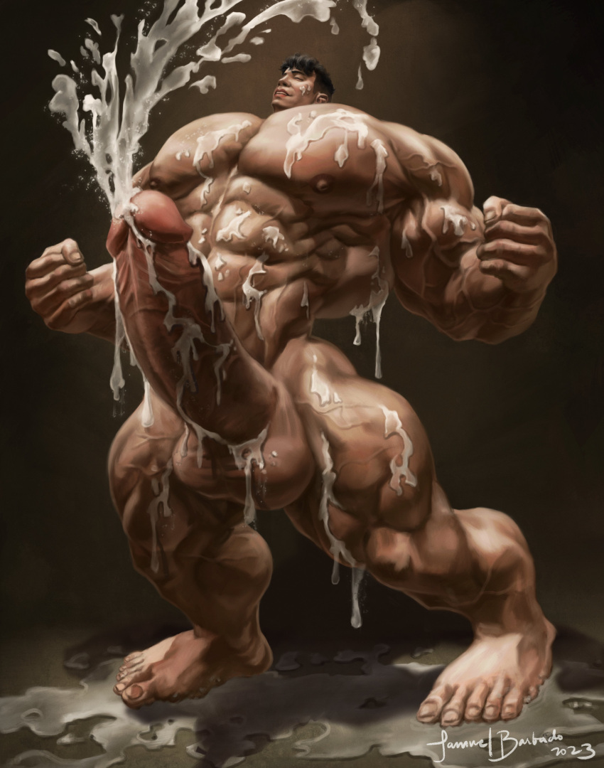 big_feet big_hands bodybuilder cum cum_on_muscles cum_on_self cumming cumshot excessive_cum feet hyper hyper_balls hyper_cock hyper_genitalia hyper_penis hyper_testicles male male_only muscles muscular muscular_arms muscular_male pecs penis samergule testicles